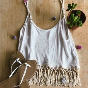 White tank with designed fringe